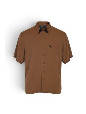 Nat Nast Mens M American Fit Brown Button Up Shirt Short Sleeve Casual Retro